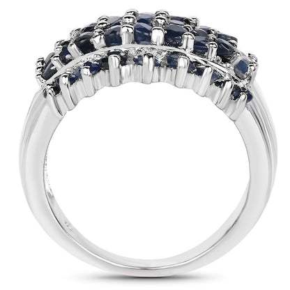 2.70 Carat Genuine Blue Sapphire .925 Sterling Silver Ring Bids.com