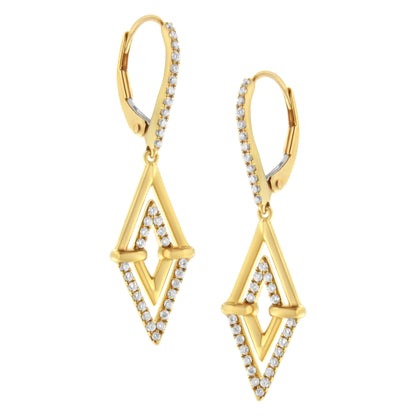 14K Yellow Gold 3/8 Cttw Double Triangle Drop and Dangle Diamond Earrings (G-H Color, SI1-SI2 Clarity) Bids.com