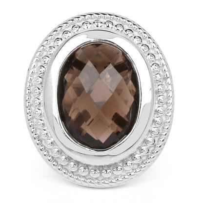 7.90 Carat Genuine Smoky Quartz .925 Sterling Silver Ring Bids.com