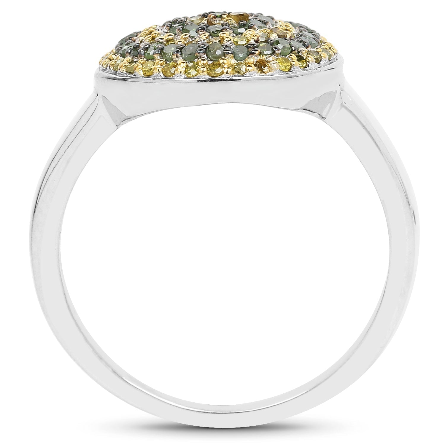 0.39 Carat Genuine Green Diamond and Yellow Diamond .925 Sterling Silver Ring Bids.com