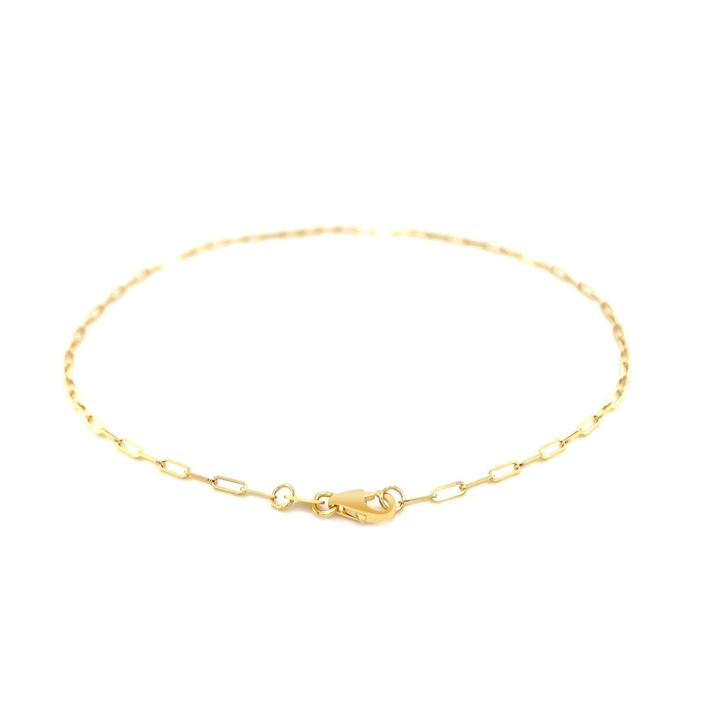 14K Yellow Gold Fine Paperclip Anklet (1.5mm) Bids.com
