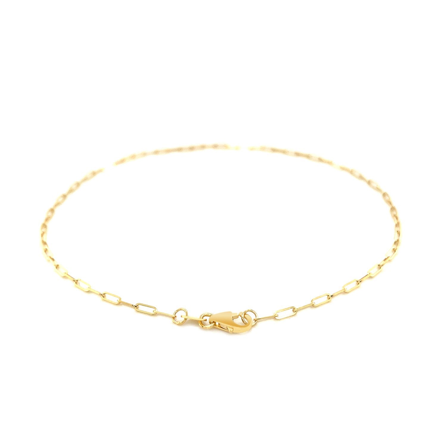 14K Yellow Gold Fine Paperclip Anklet (1.5mm) Bids.com