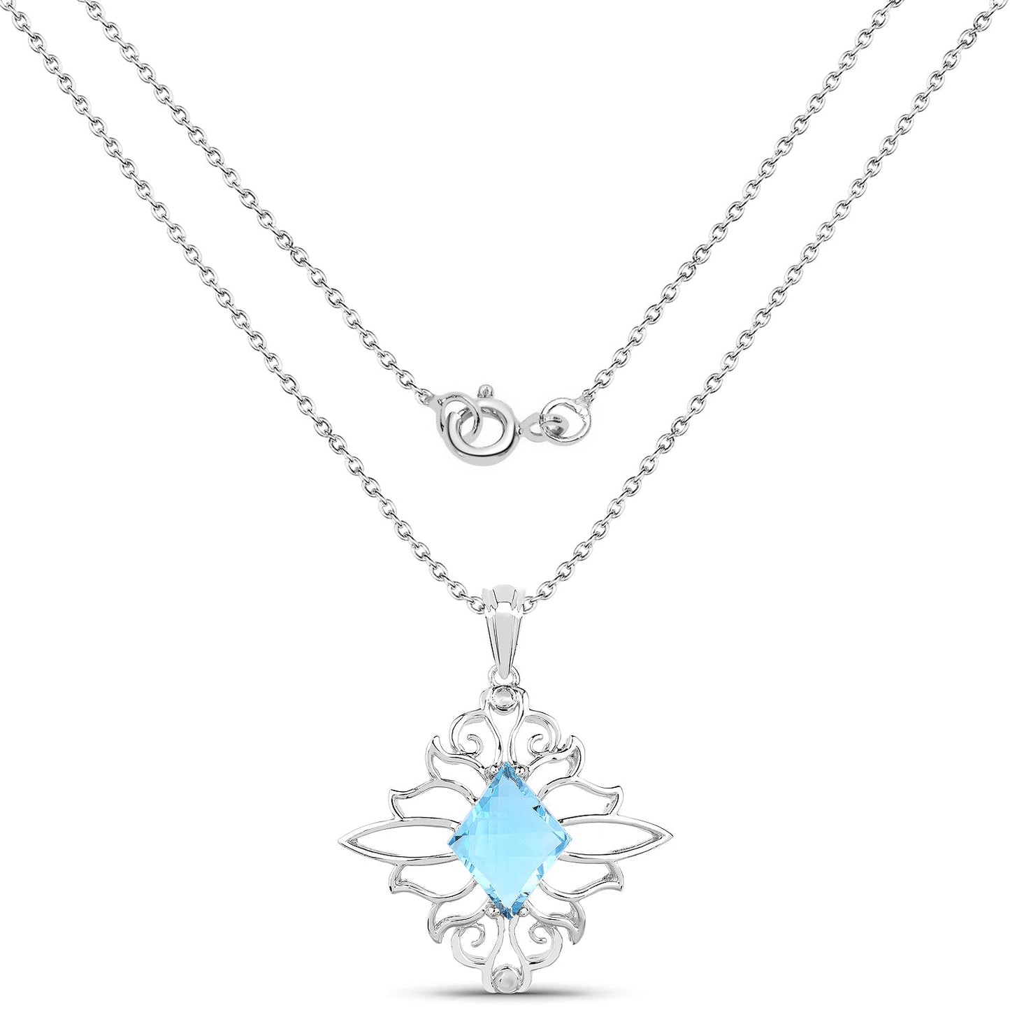 5.15 Carat Genuine Swiss Blue Topaz .925 Sterling Silver Pendant Bids.com