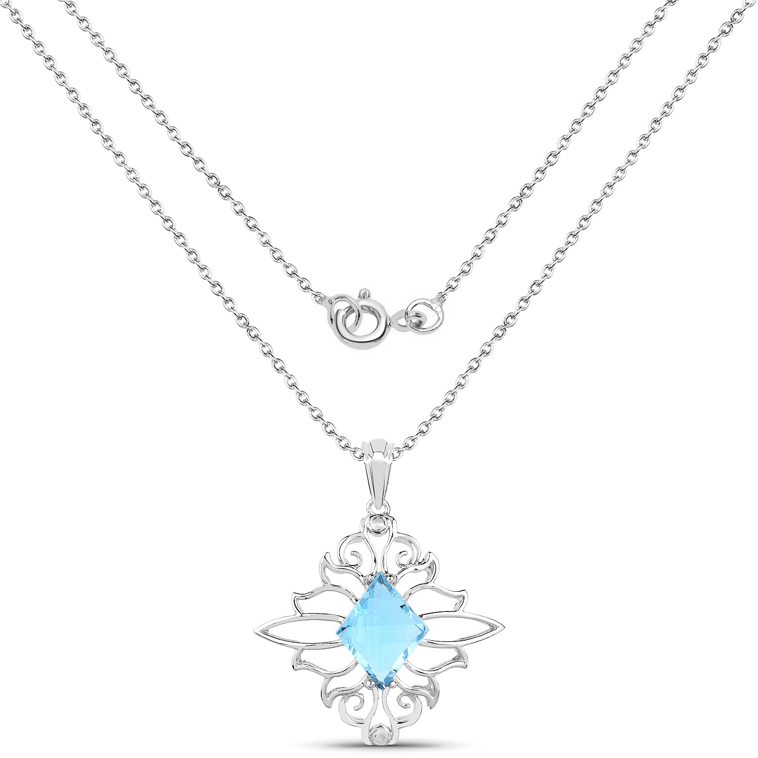 5.15 Carat Genuine Swiss Blue Topaz .925 Sterling Silver Pendant Bids.com