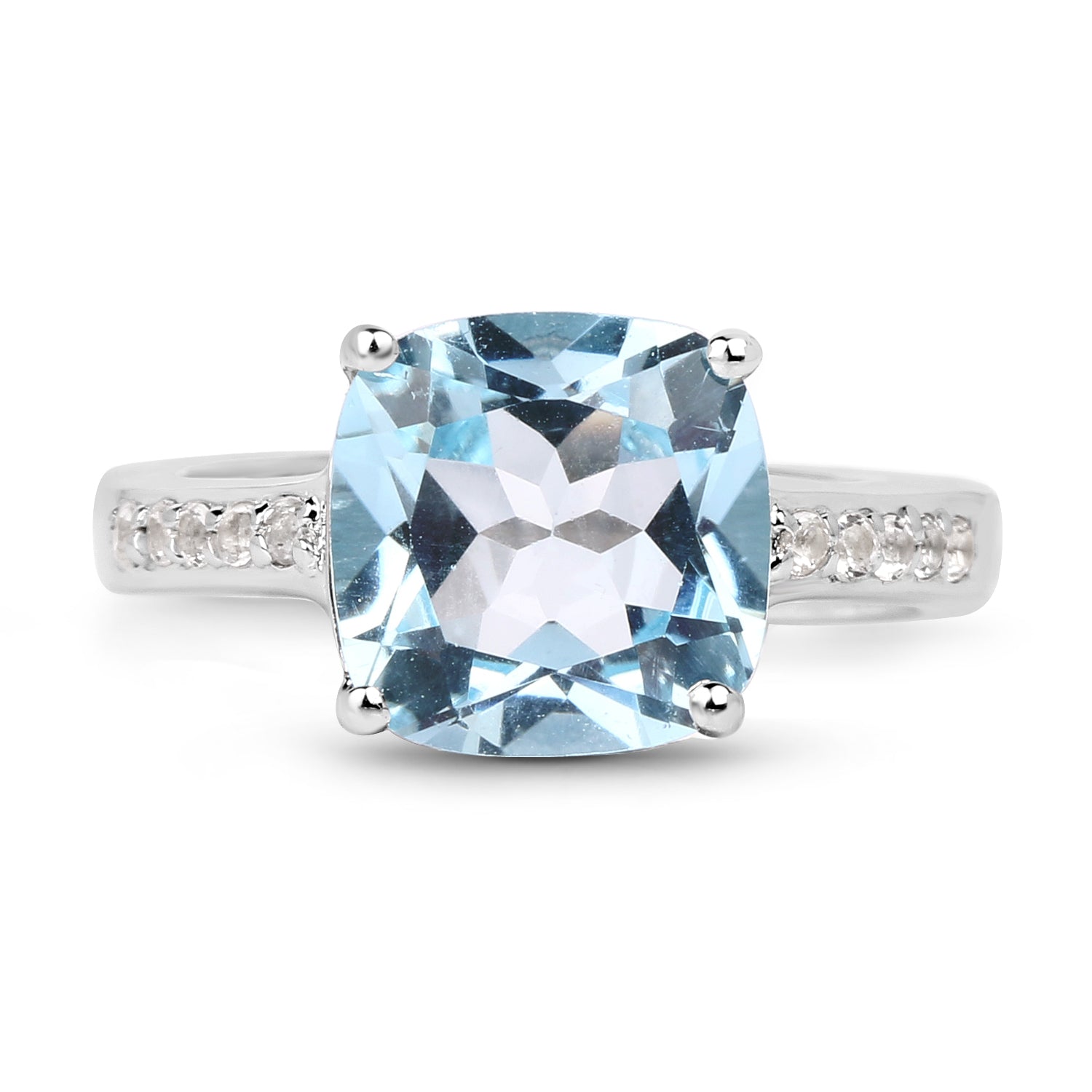 4.62 Carat Genuine Blue Topaz and White Topaz .925 Sterling Silver Ring Bids.com