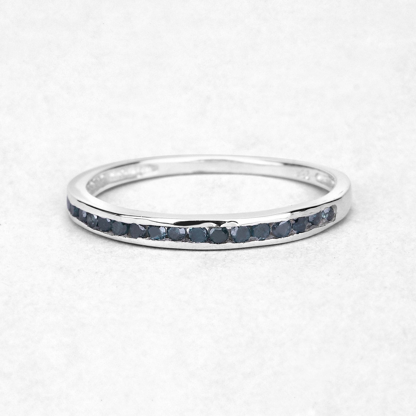 0.20 Carat Genuine Blue Diamond .925 Sterling Silver Ring Bids.com