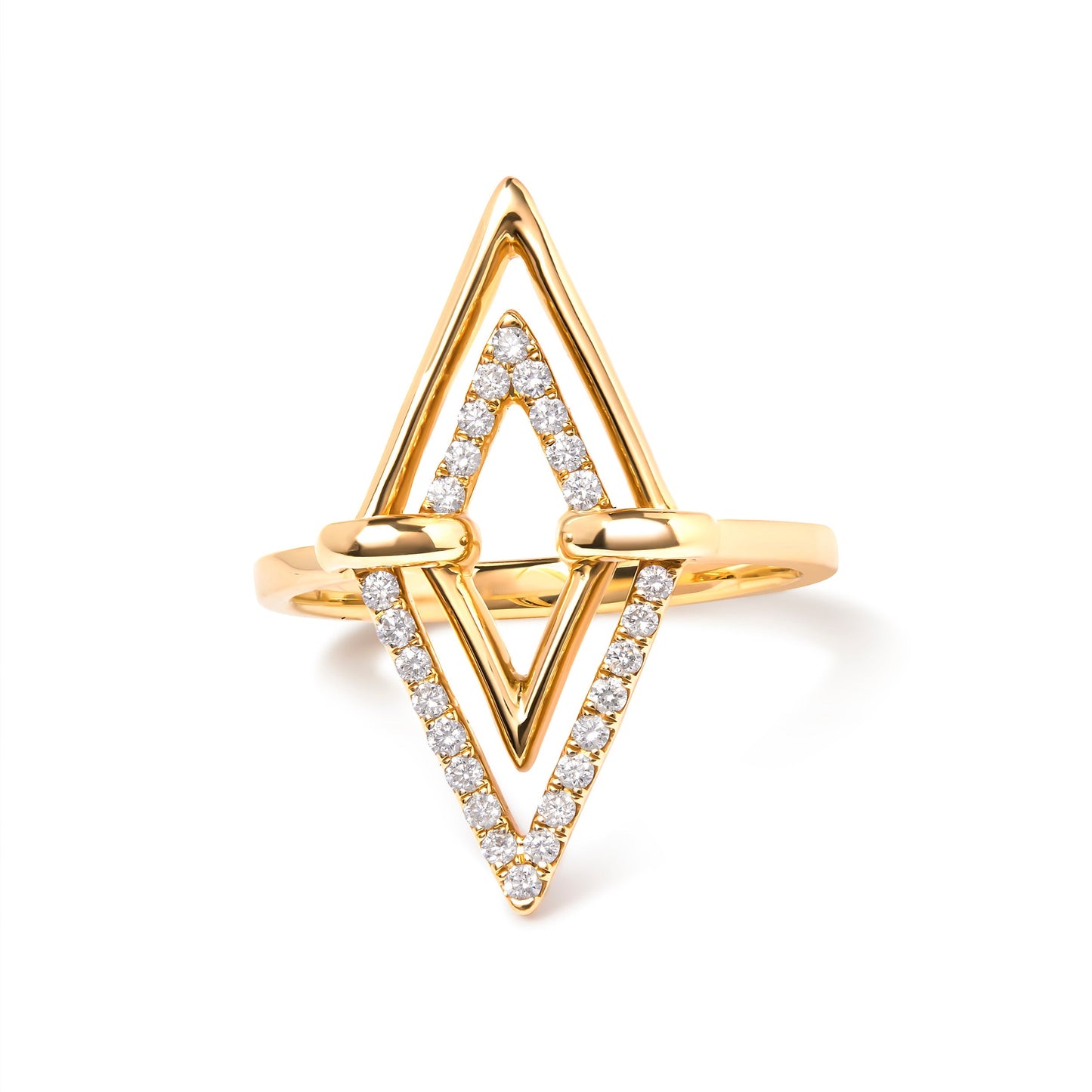 14K Yellow Gold 1/5 Cttw Diamond Double Triangle Ring (G-H Color, SI1-SI2 Clarity) - Size 7 Bids.com