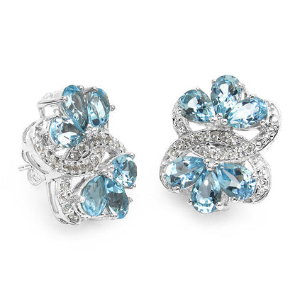 10.26 Carat Genuine Blue Topaz & White Topaz .925 Sterling Silver Earrings Bids.com