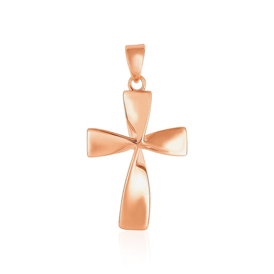 Flat Twisted Cross Pendant in 14k Rose Gold Bids.com