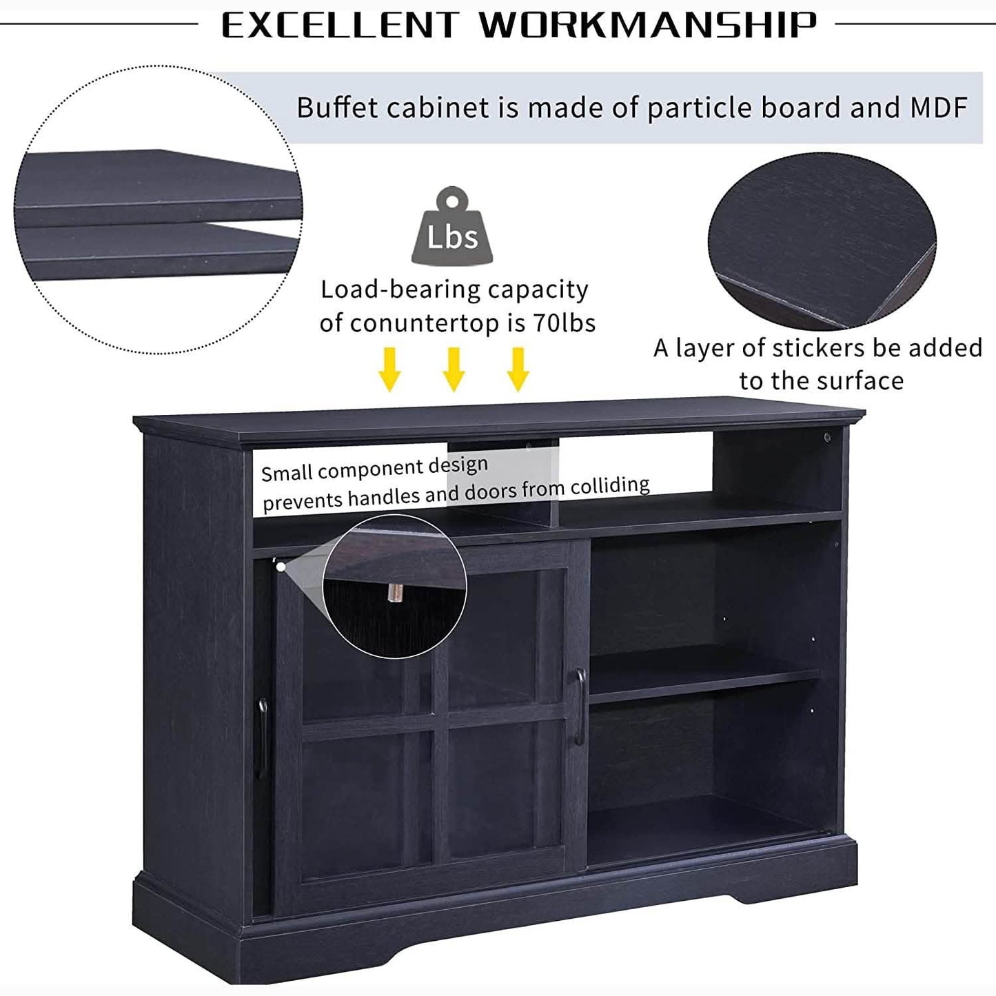 Accent Cabinet Wood Kitchen Buffet Sideboard DailySale