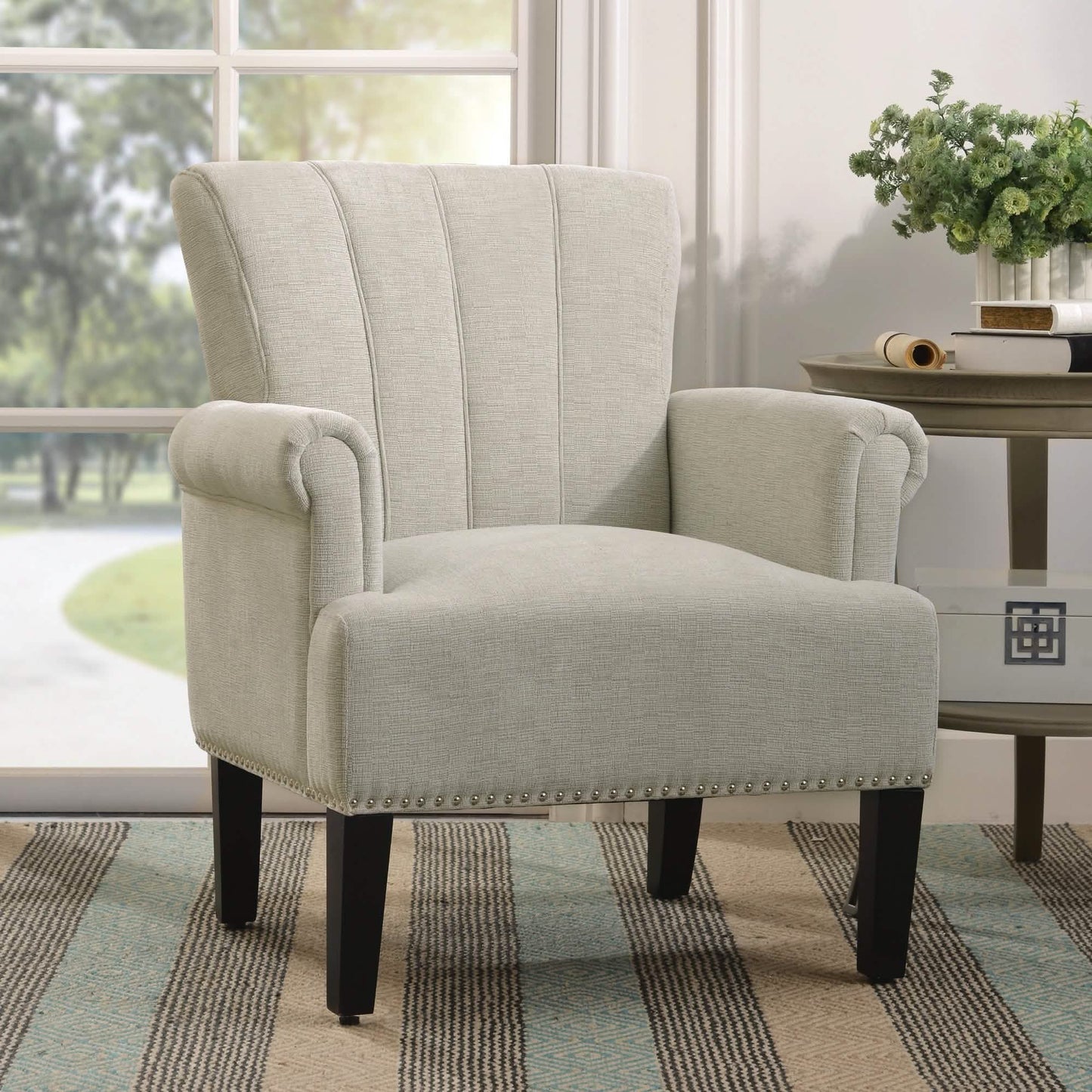 Accent Rivet Tufted Polyester Armchair DailySale
