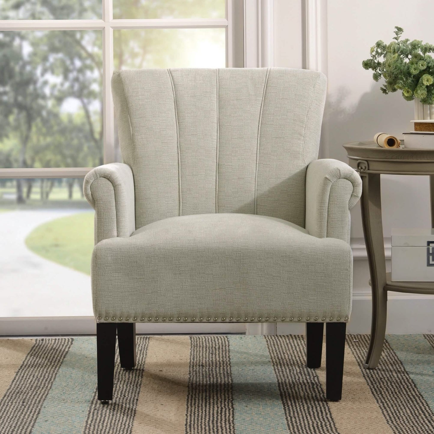 Accent Rivet Tufted Polyester Armchair DailySale