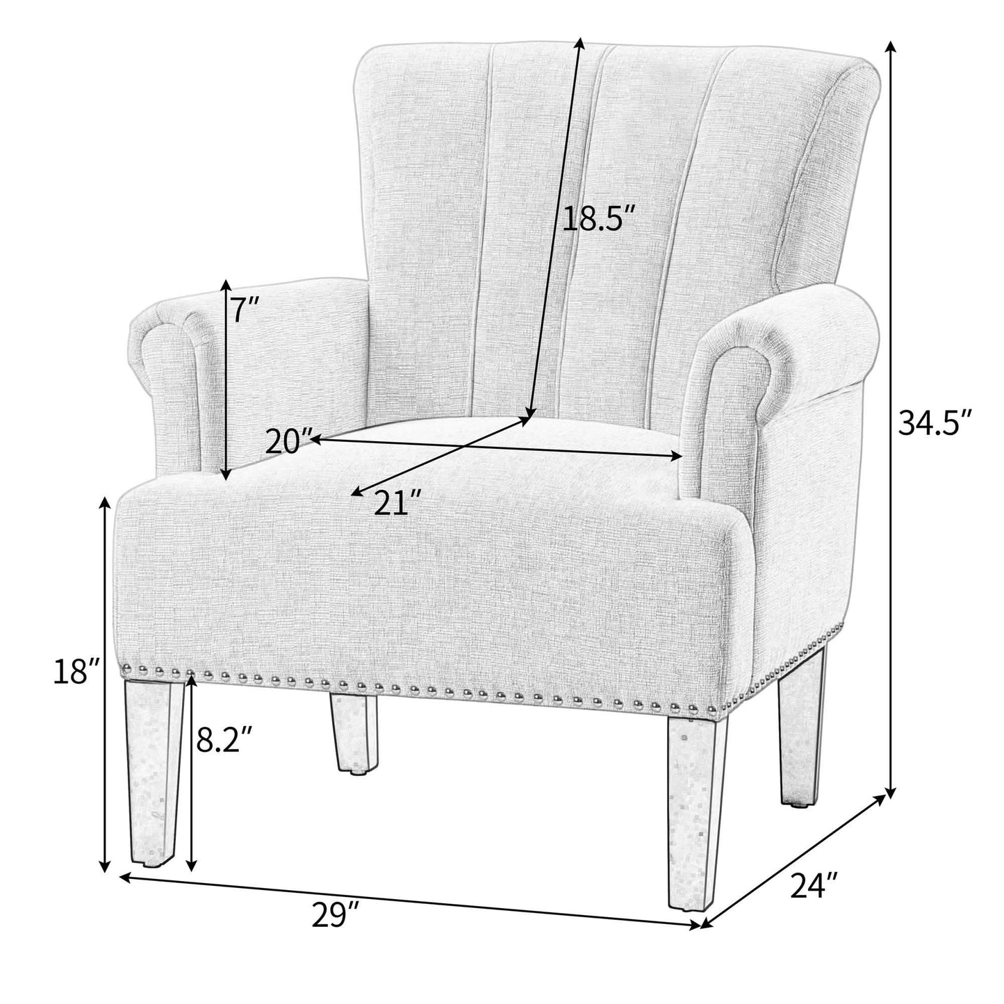 Accent Rivet Tufted Polyester Armchair DailySale