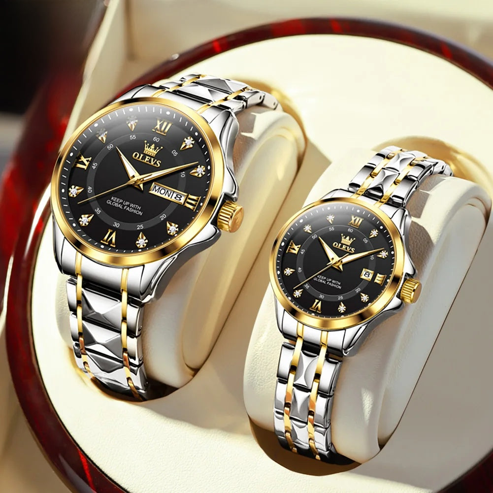 Women's Gold Stainless Steel Slim Luminous Waterproof Watch BandsCo Straps
