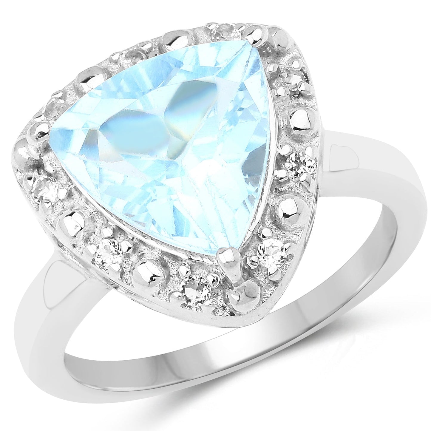 5.05 Carat Genuine Blue Topaz and White Topaz .925 Sterling Silver Ring Bids.com