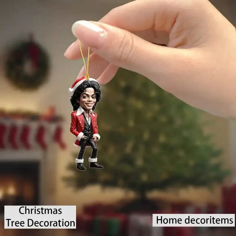 Acrylic Musician Caricature Ornament with Santa Hat DailySale