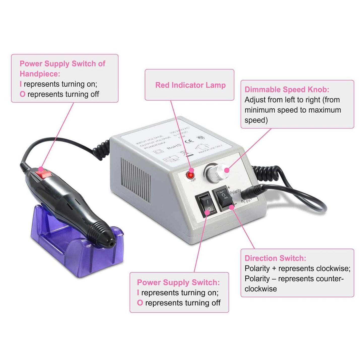 Acrylic Nail Drill Machine 20000RPM with 6 Bits Cuticle Grinder Kit DailySale