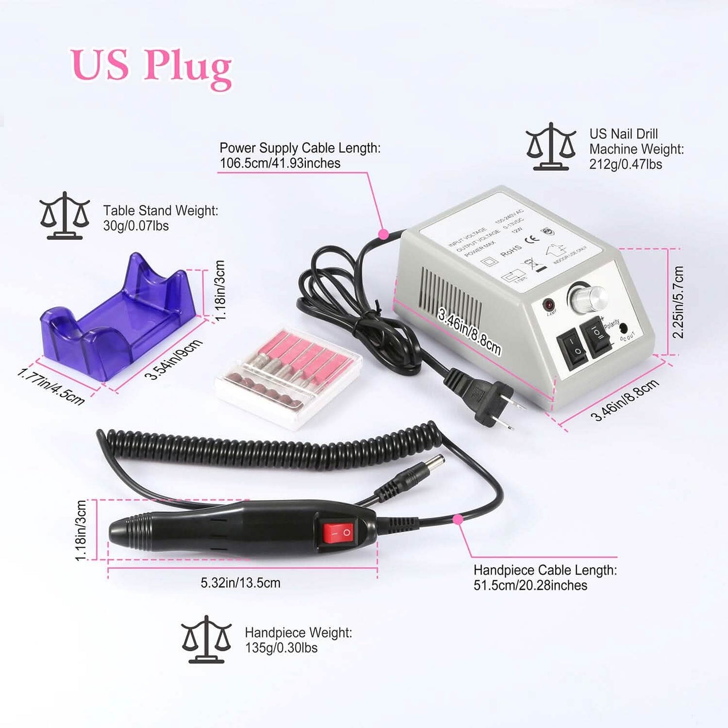 Acrylic Nail Drill Machine 20000RPM with 6 Bits Cuticle Grinder Kit DailySale