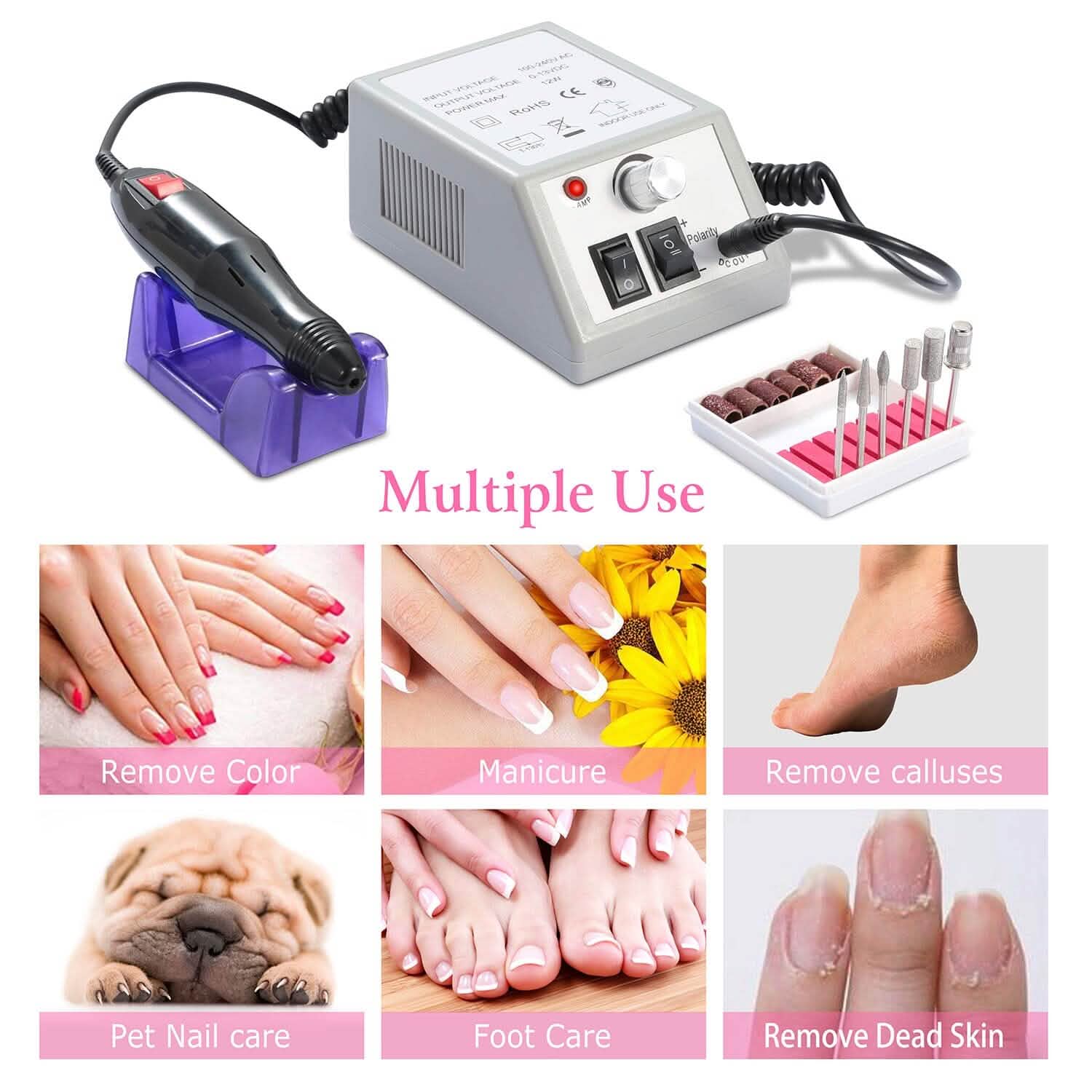 Acrylic Nail Drill Machine 20000RPM with 6 Bits Cuticle Grinder Kit DailySale