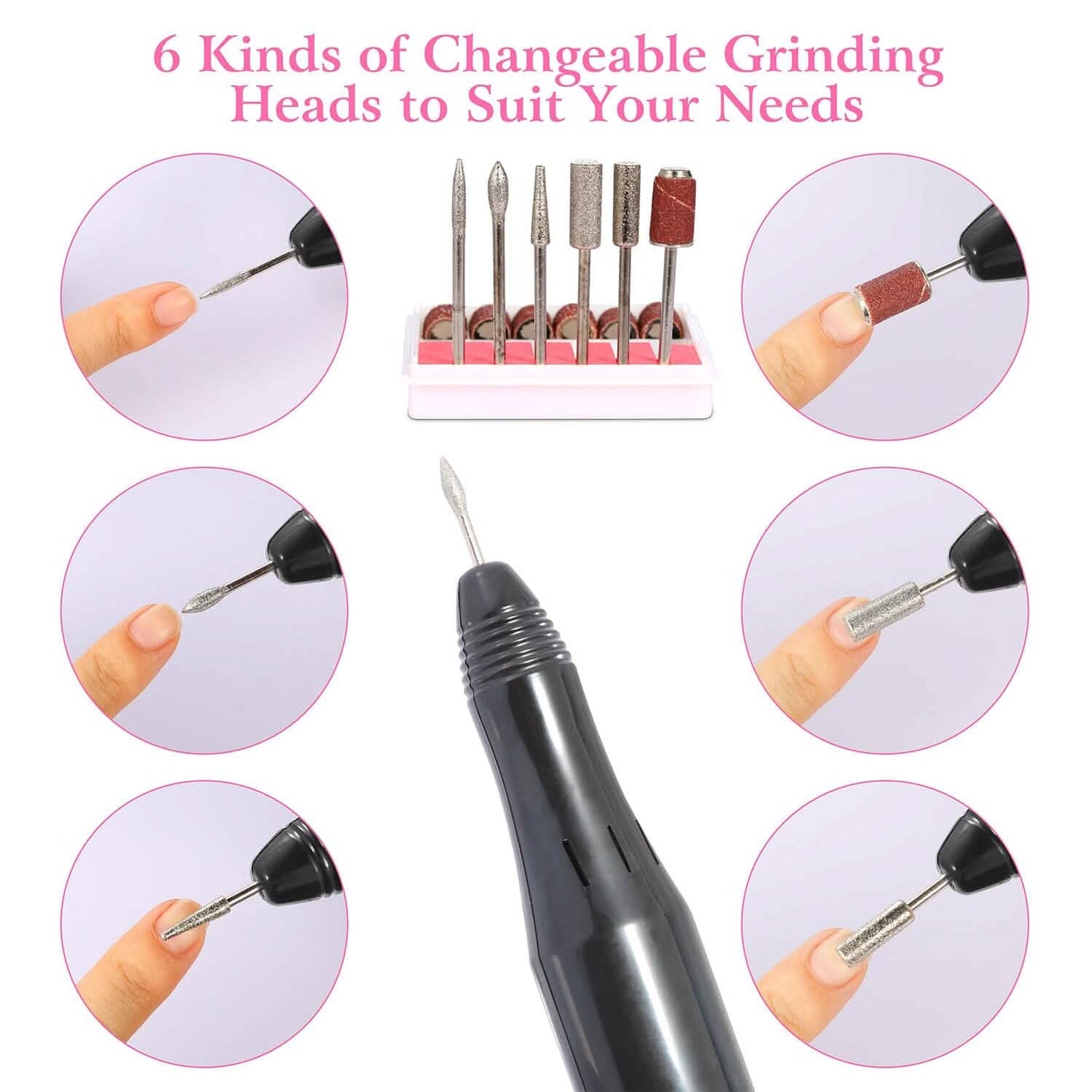Acrylic Nail Drill Machine 20000RPM with 6 Bits Cuticle Grinder Kit DailySale