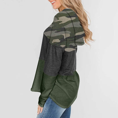 Actloe Women Long Sleeve Striped Color Block Casual Hoodies DailySale