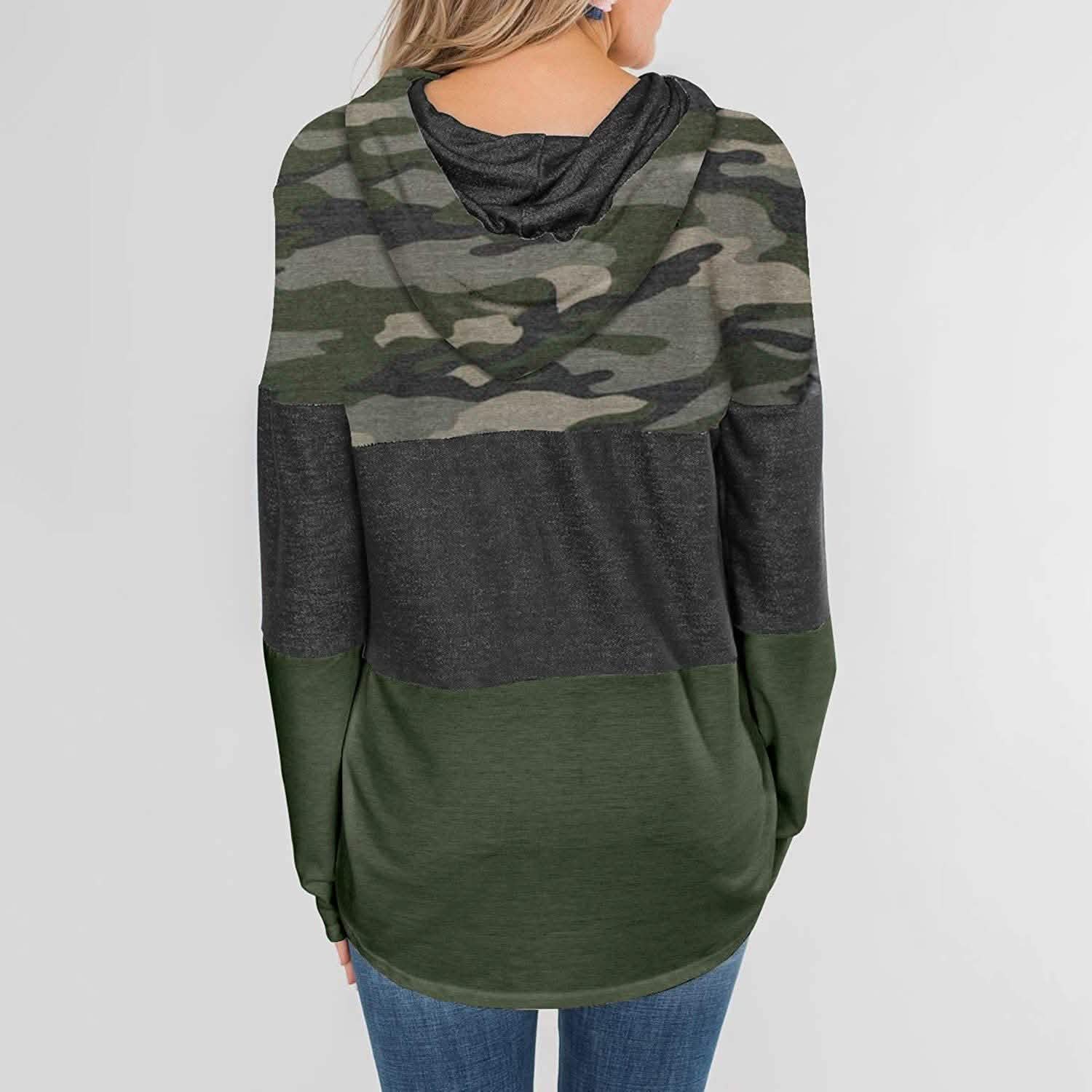 Actloe Women Long Sleeve Striped Color Block Casual Hoodies DailySale