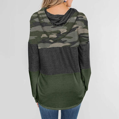 Actloe Women Long Sleeve Striped Color Block Casual Hoodies DailySale