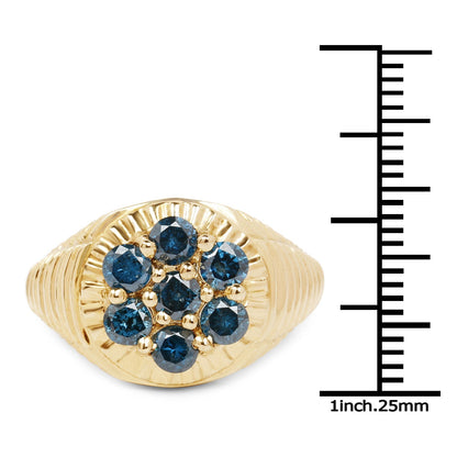 14K Yellow Gold Plated 1.40 Carat Genuine Blue Diamond .925 Sterling Silver Ring Bids.com