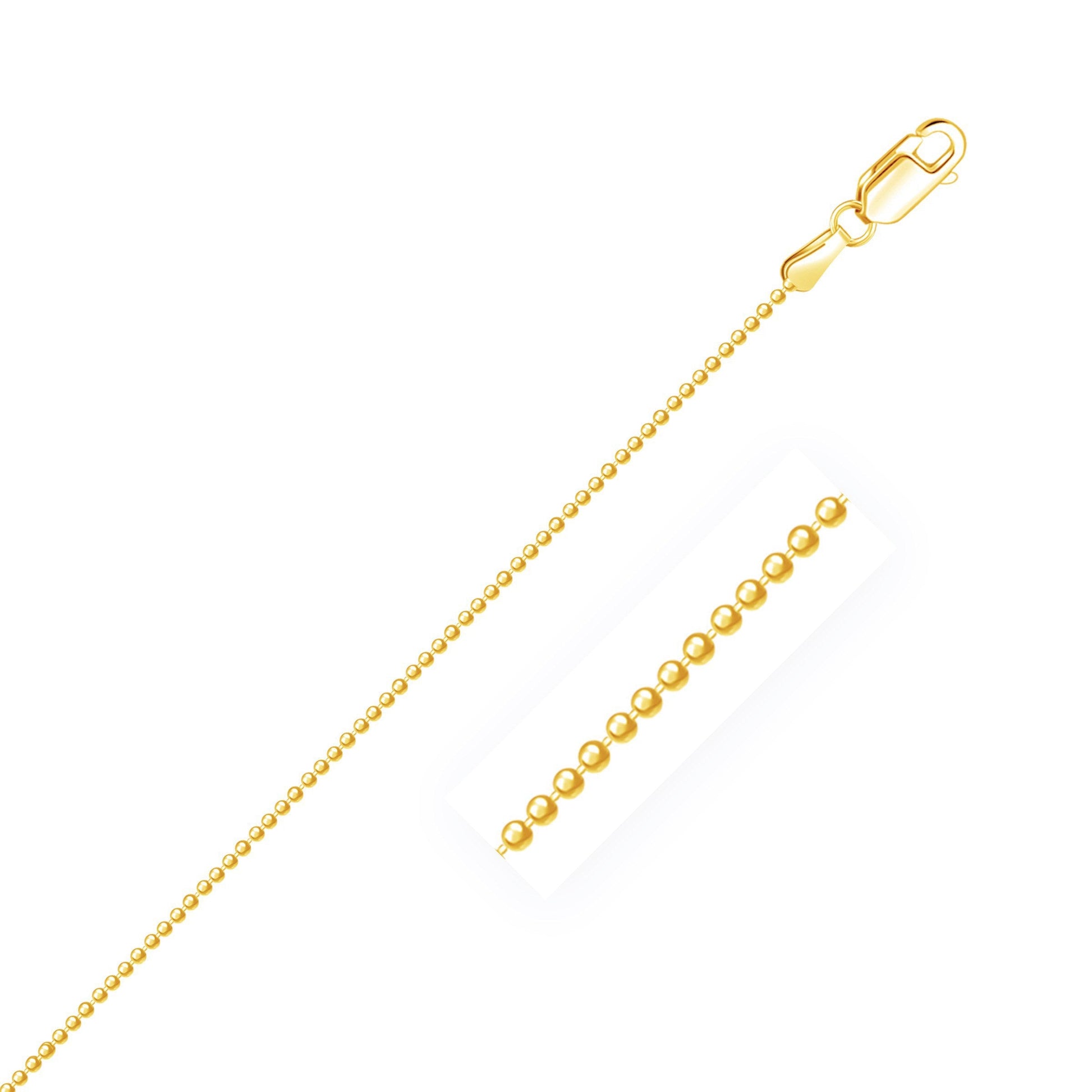14k Yellow Gold Diamond-Cut Bead Chain 1.2mm Bids.com