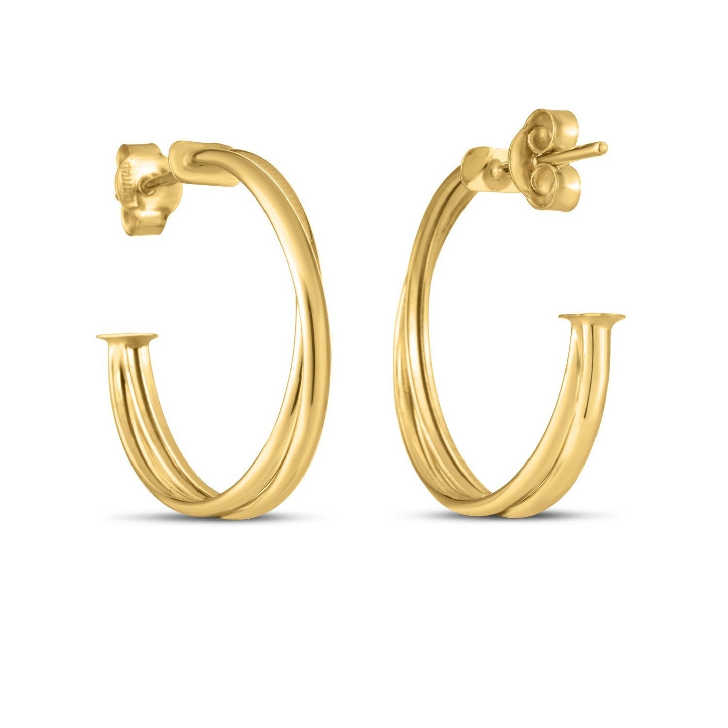 14k Yellow Gold Large Crossover Hoops Bids.com