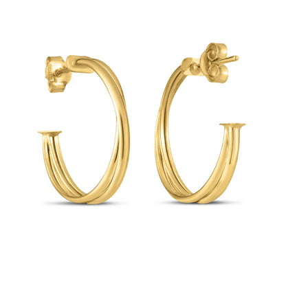 14k Yellow Gold Large Crossover Hoops Bids.com