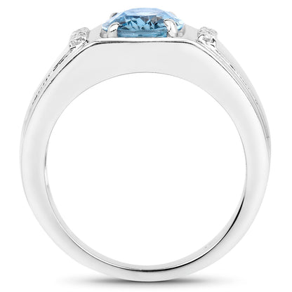 2.18 Carat Genuine London Blue Topaz and White Topaz .925 Sterling Silver Ring Bids.com