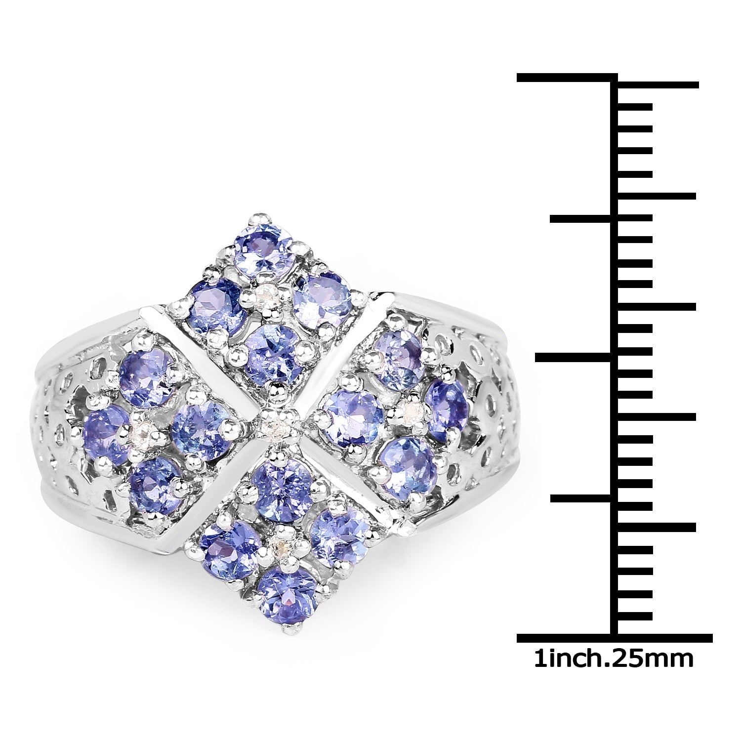 1.65 Carat Genuine Tanzanite and White Topaz .925 Sterling Silver Ring Bids.com