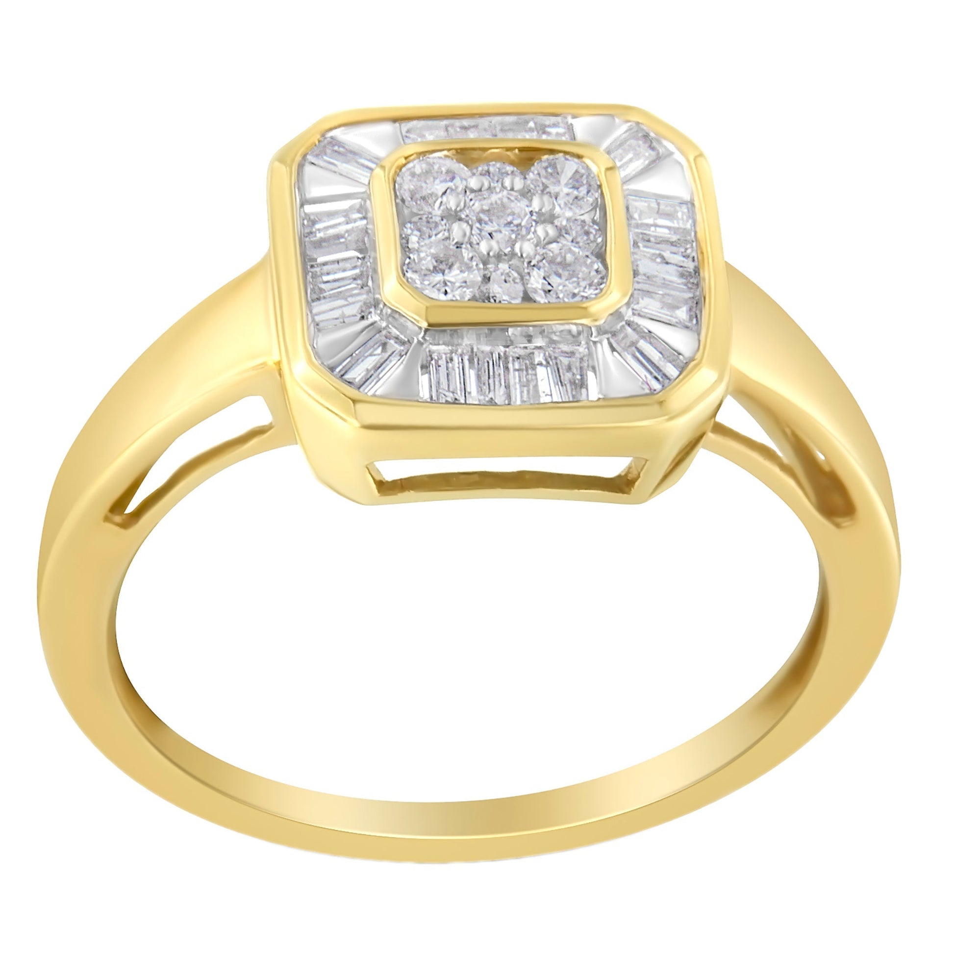 10K Yellow Gold Diamond Cocktail Ring (1/2 Cttw, I-J Color, SI2-I1 Clarity) - Size 6 Bids.com
