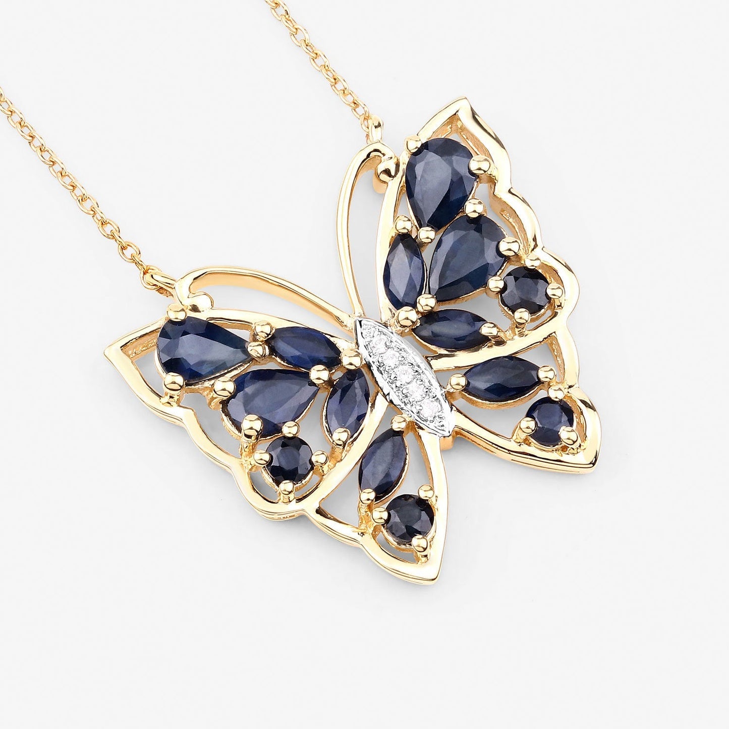 2.94 Carat Genuine Blue Sapphire and White Zircon .925 Sterling Silver Necklace Bids.com