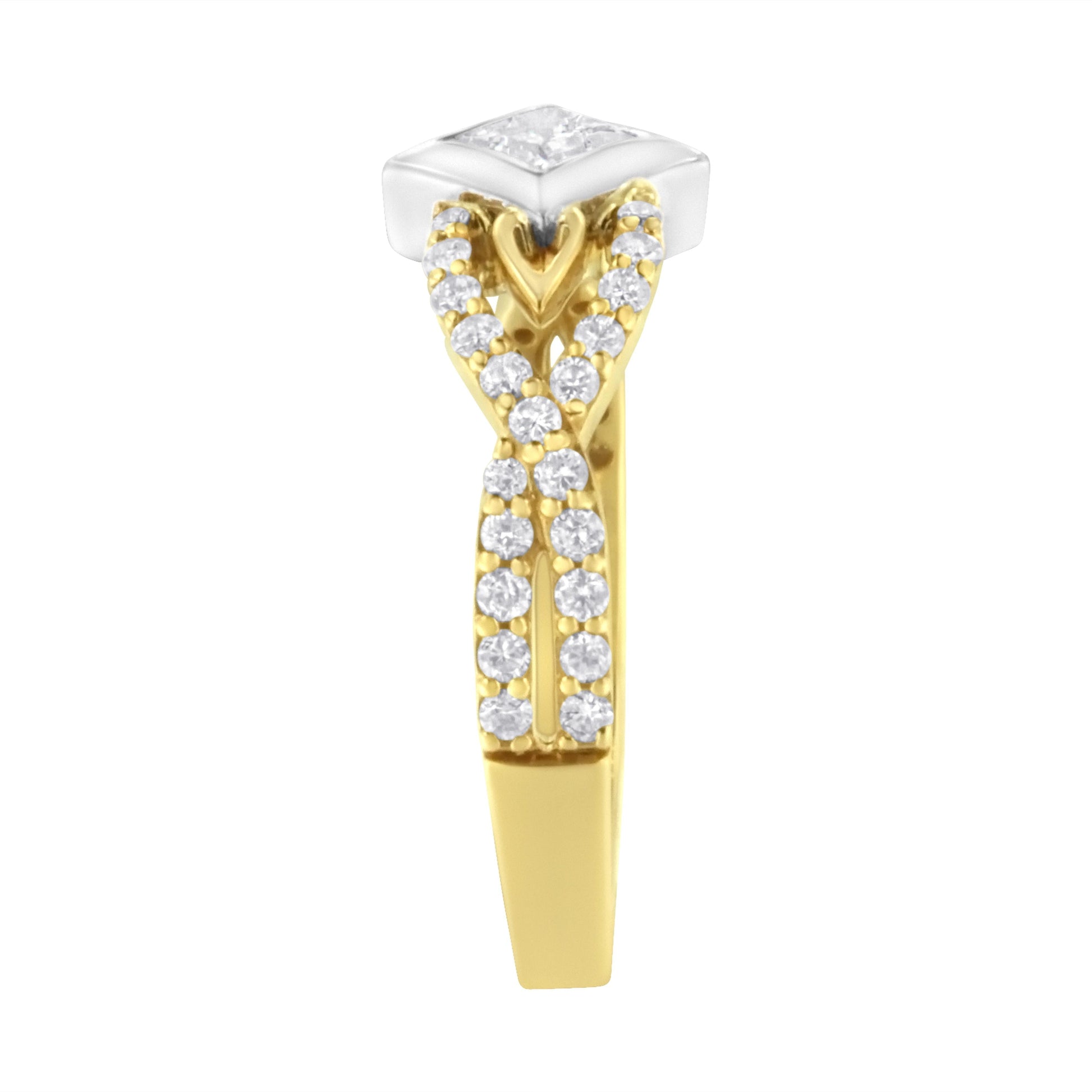 10K Two Tone Color 2/3 Cttw Diamond Kite and Twist Shank Ring (H-I Color,SI2-I1 Clarity) Bids.com