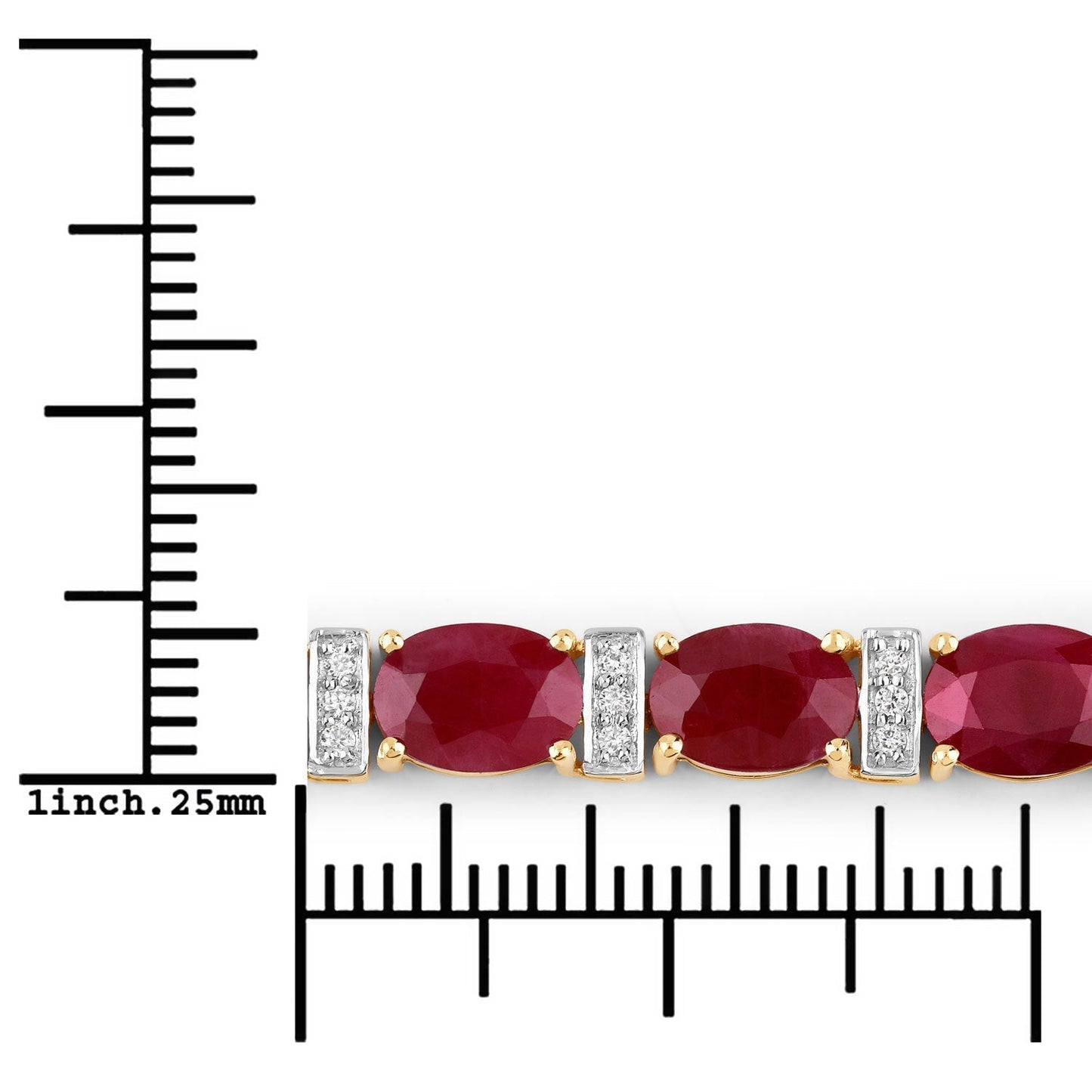 16.52 Carat Genuine Ruby and White Diamond 14K Yellow Gold Bracelet Bids.com
