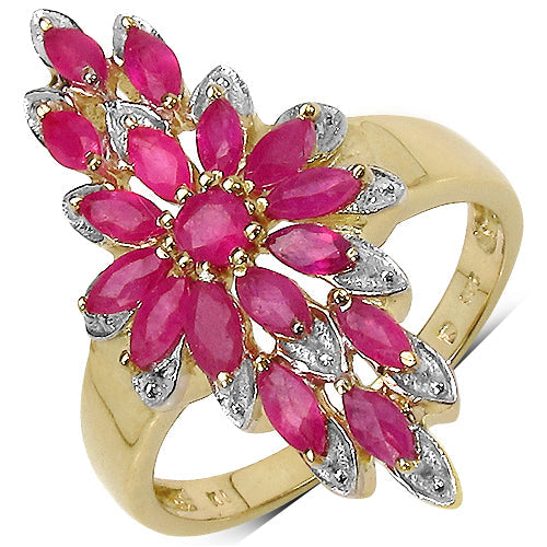 14K Yellow Gold Plated 2.04 Carat Genuine Ruby .925 Sterling Silver Ring Bids.com