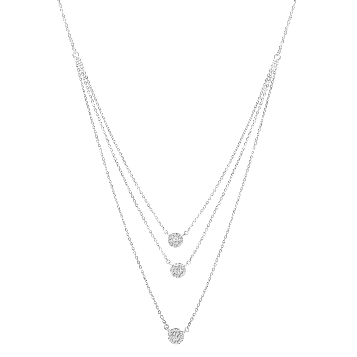 .925 Sterling Silver 1/2 Cttw Round Diamond Medallion Multi-Strand Tri Pendant 18" Necklace (H-I Color, I2-I3 Clarity) Bids.com