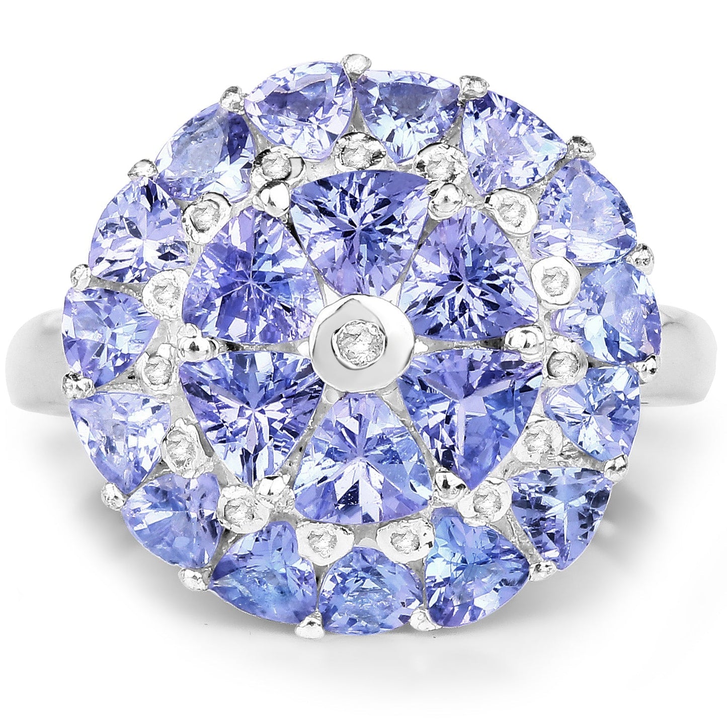 2.96 Carat Genuine Tanzanite and White Diamond .925 Sterling Silver Ring Bids.com