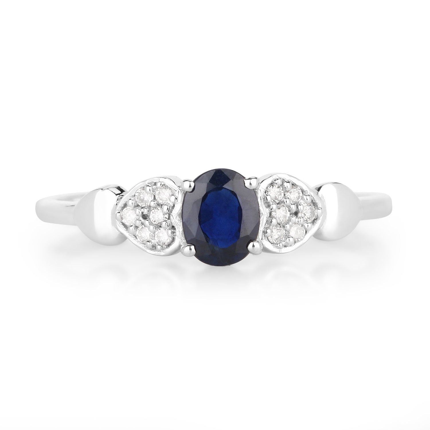 0.44 Carat Genuine Blue Sapphire and White Diamond 14K White Gold Ring Bids.com