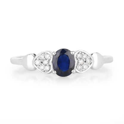 0.44 Carat Genuine Blue Sapphire and White Diamond 14K White Gold Ring Bids.com