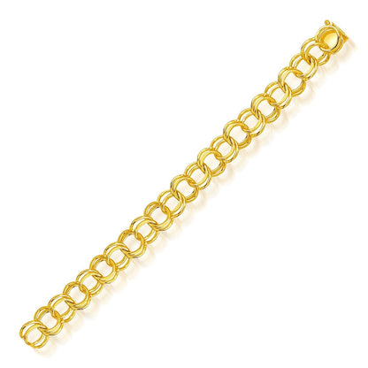 14k Yellow Gold Solid Double Link Charm Bracelet 10.0mm Bids.com