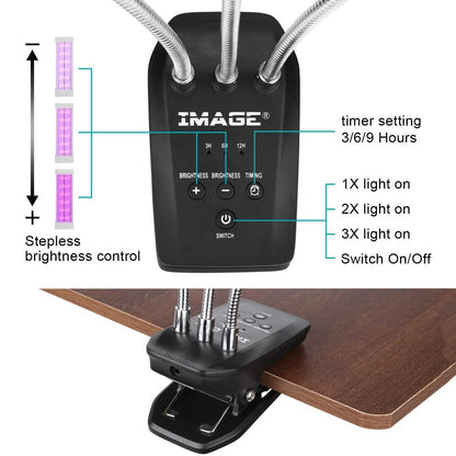 Adjustable 3-Head Grow Lights for Indoor Plants with Timer DailySale