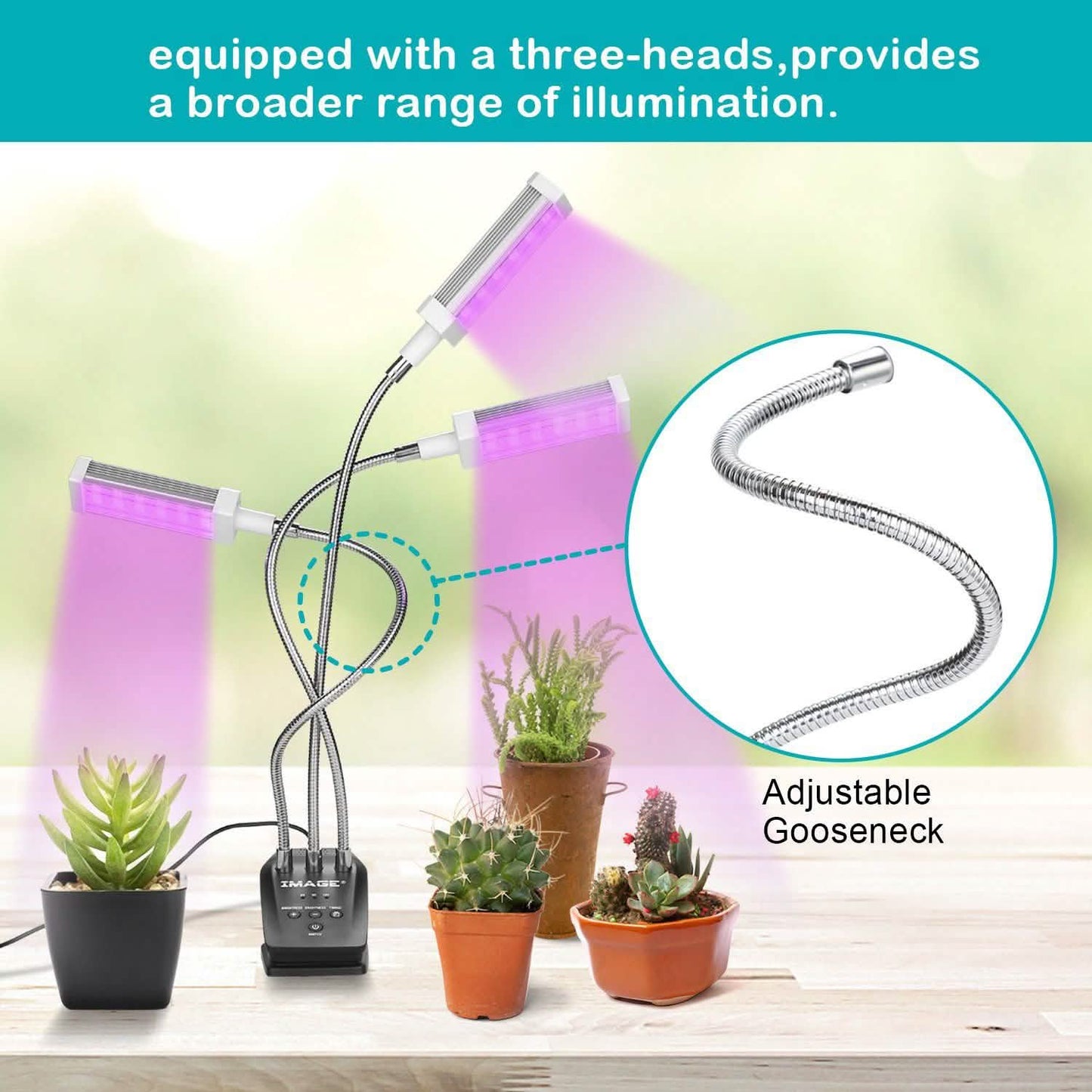 Adjustable 3-Head Grow Lights for Indoor Plants with Timer DailySale