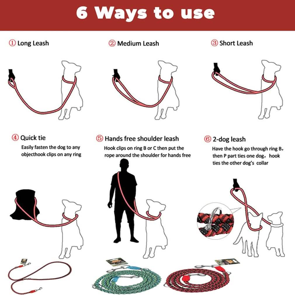 Adjustable and Stretchable Reflective Double Dog Leash DailySale