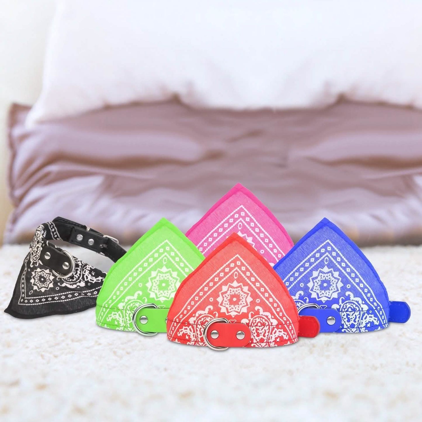 Adjustable Bandana Leather Pet Collar DailySale