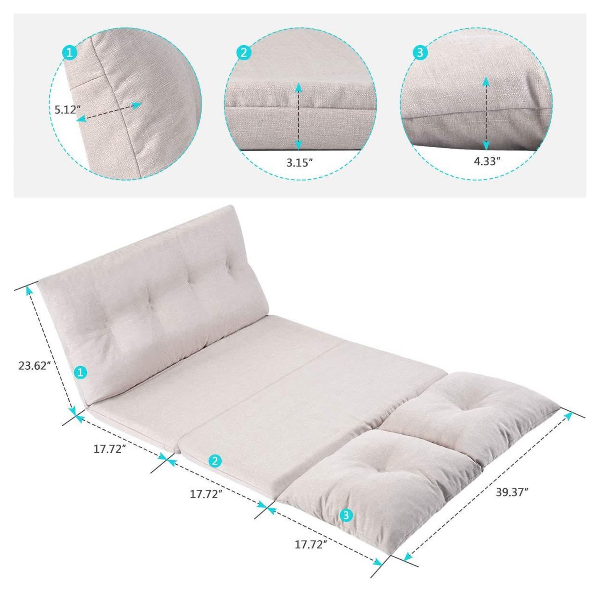 Adjustable Fabric Folding Chaise Lounge Sofa Floor Couch and Sofa DailySale