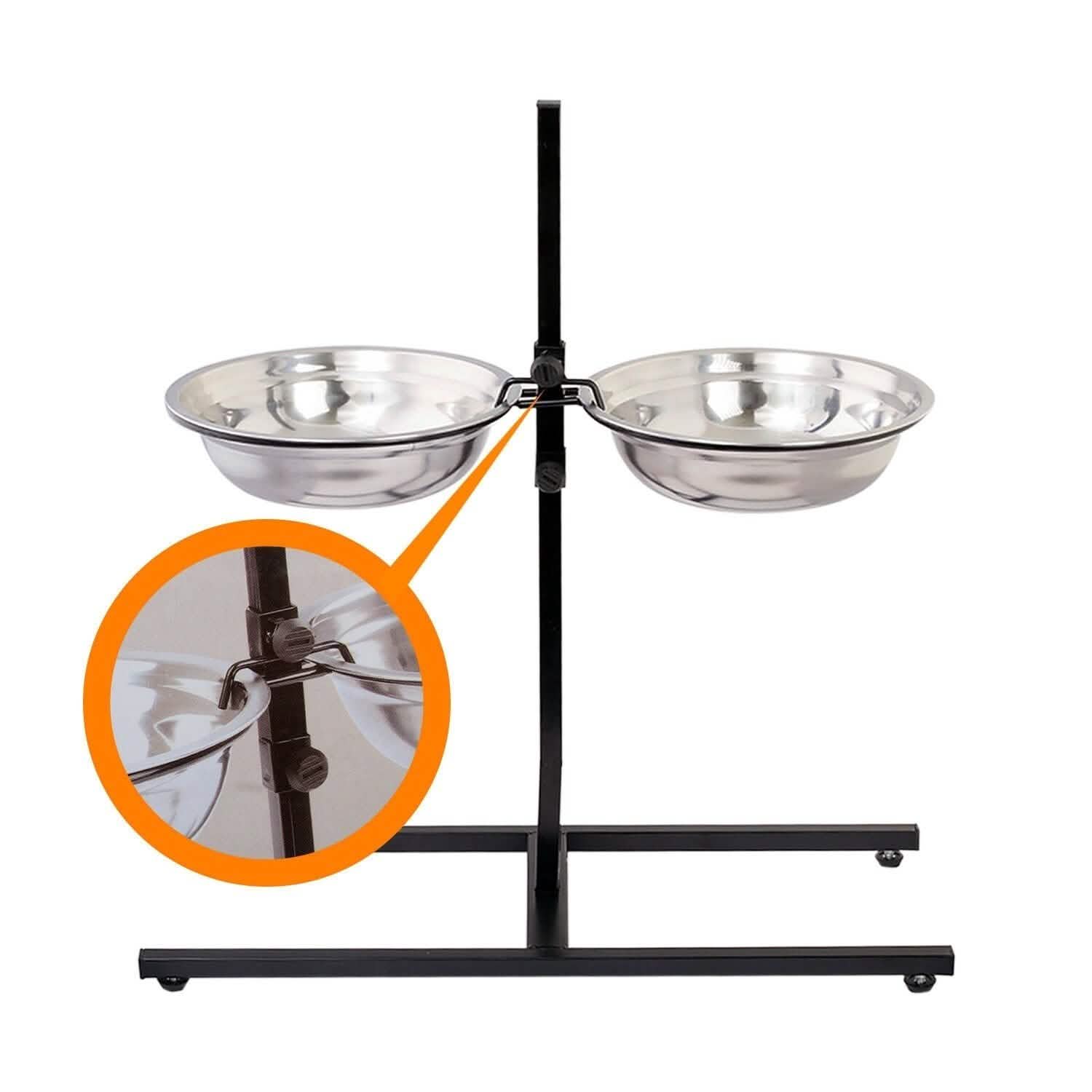 Adjustable Metal Pet Dog Feeder Bowls Elevated Stainless Steel Double Bowl Dish DailySale