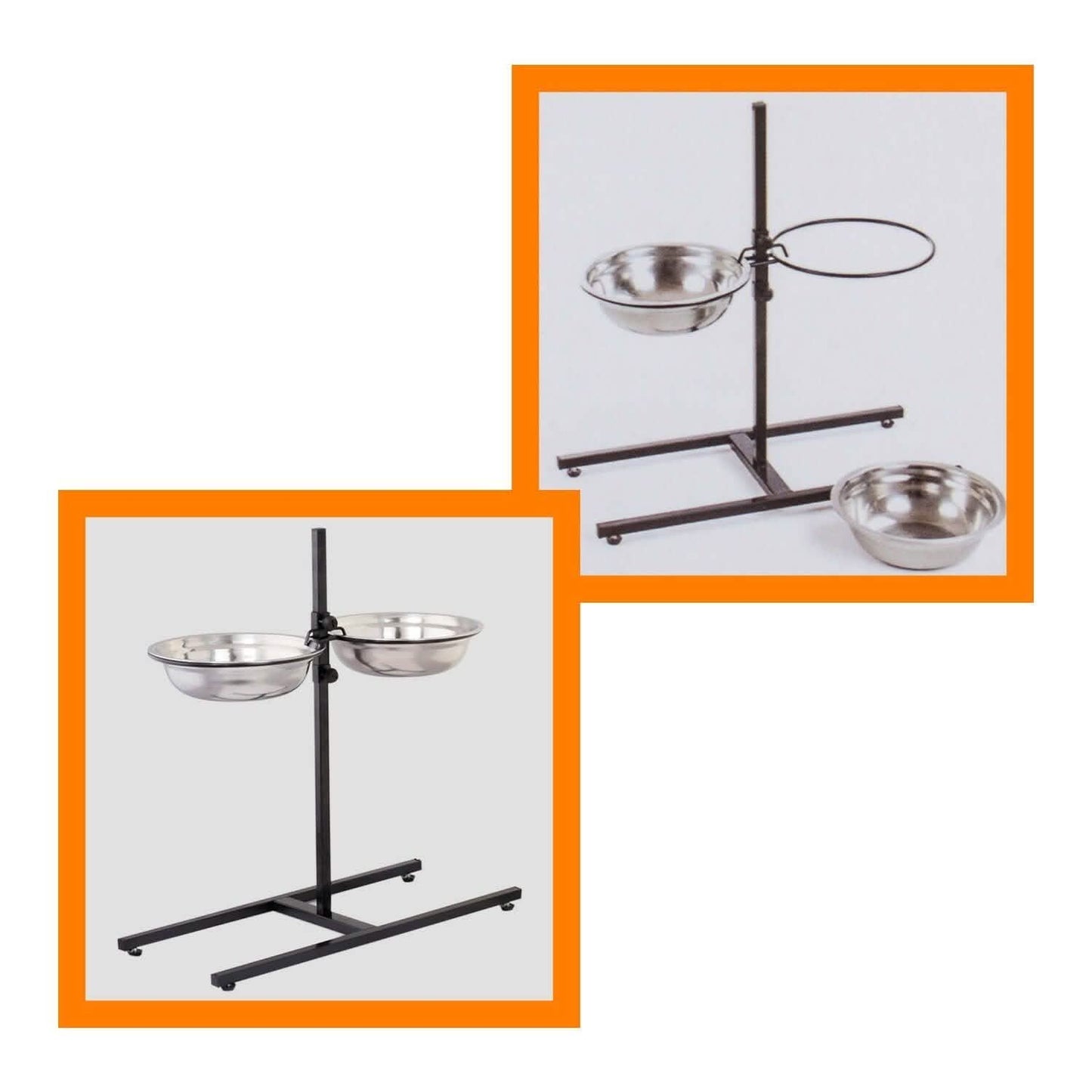 Adjustable Metal Pet Dog Feeder Bowls Elevated Stainless Steel Double Bowl Dish DailySale